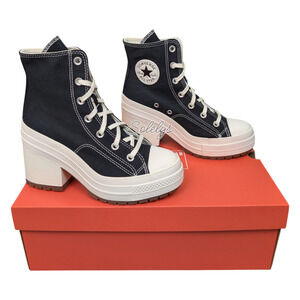 Converse Chuck 70 De Luxe Heel Platform Black Egret Sneaker Boot Womens 10.5 NEW